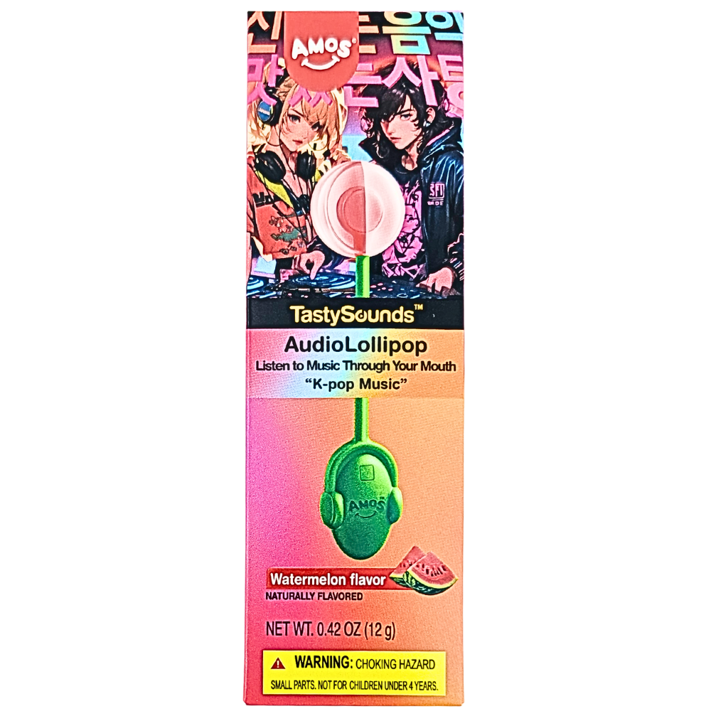 Amos TastySounds Audio Lollipop - Watermelon 0.42oz