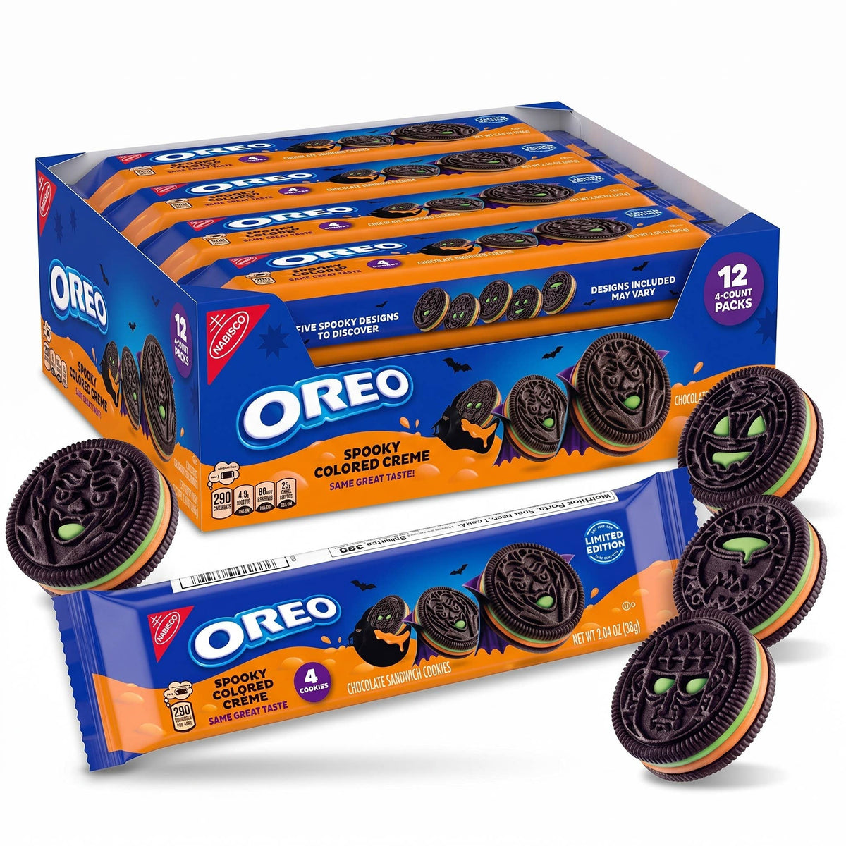 Oreo Halloween Spooky Creme Cookies Single Serve 2.04oz 12ct