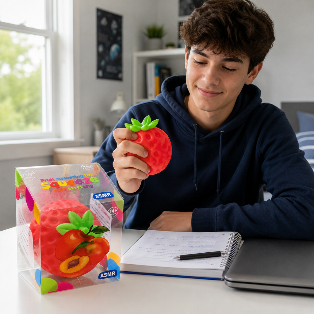 Squeeze Strawberry Fruit Squishy ASMR Toy: Default Title