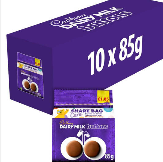 Cadbury Dairy Milk Giant Buttons Pouches (10x85g) UK IMPORT