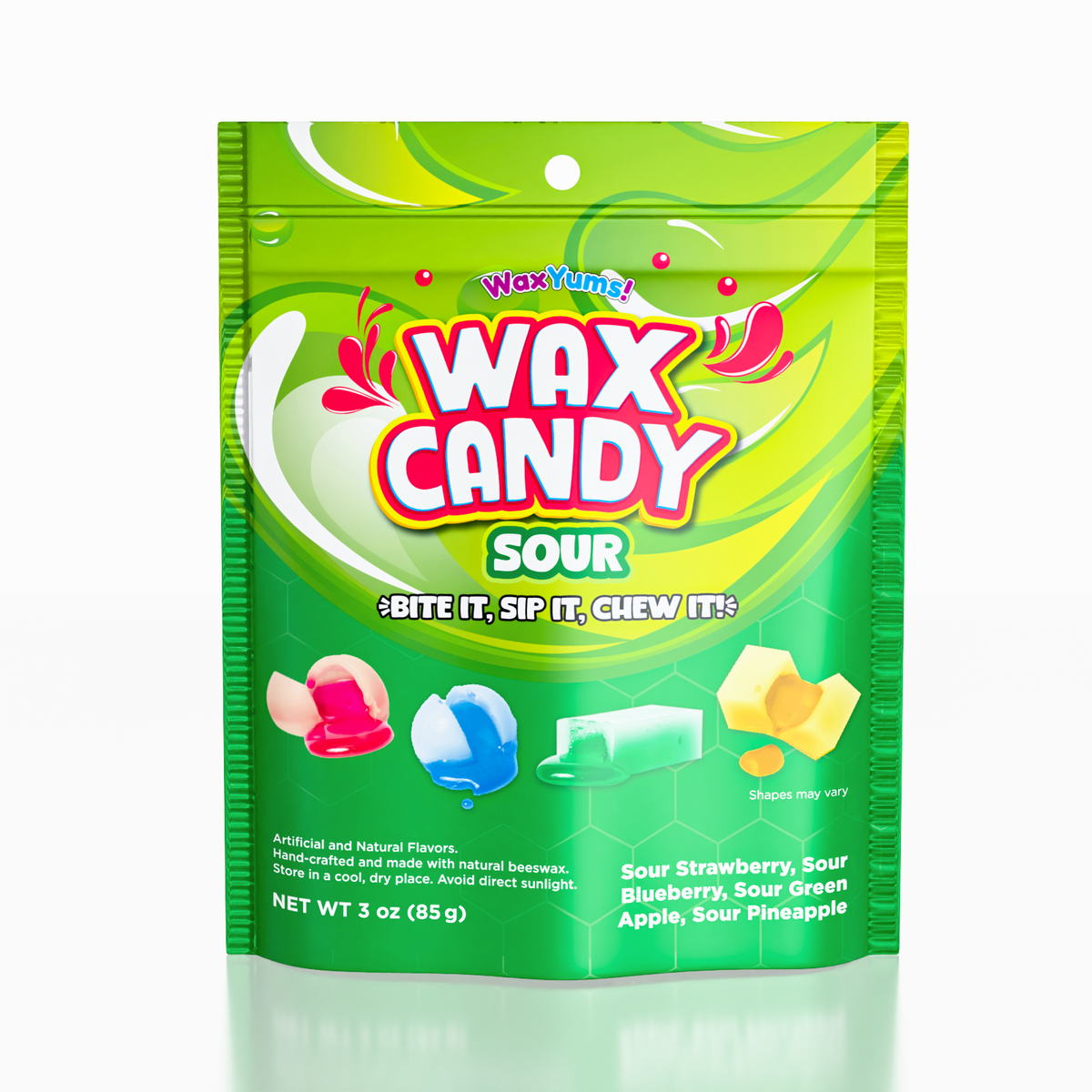 WaxYums! Chewy Gushing Sour Wax Candy Bag 2.9oz