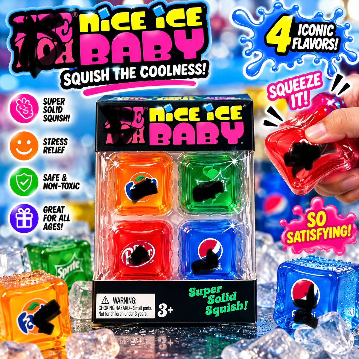 Nice Ice Baby Solid Squish Cubes – Soda-Inspired Sensory: Drinks