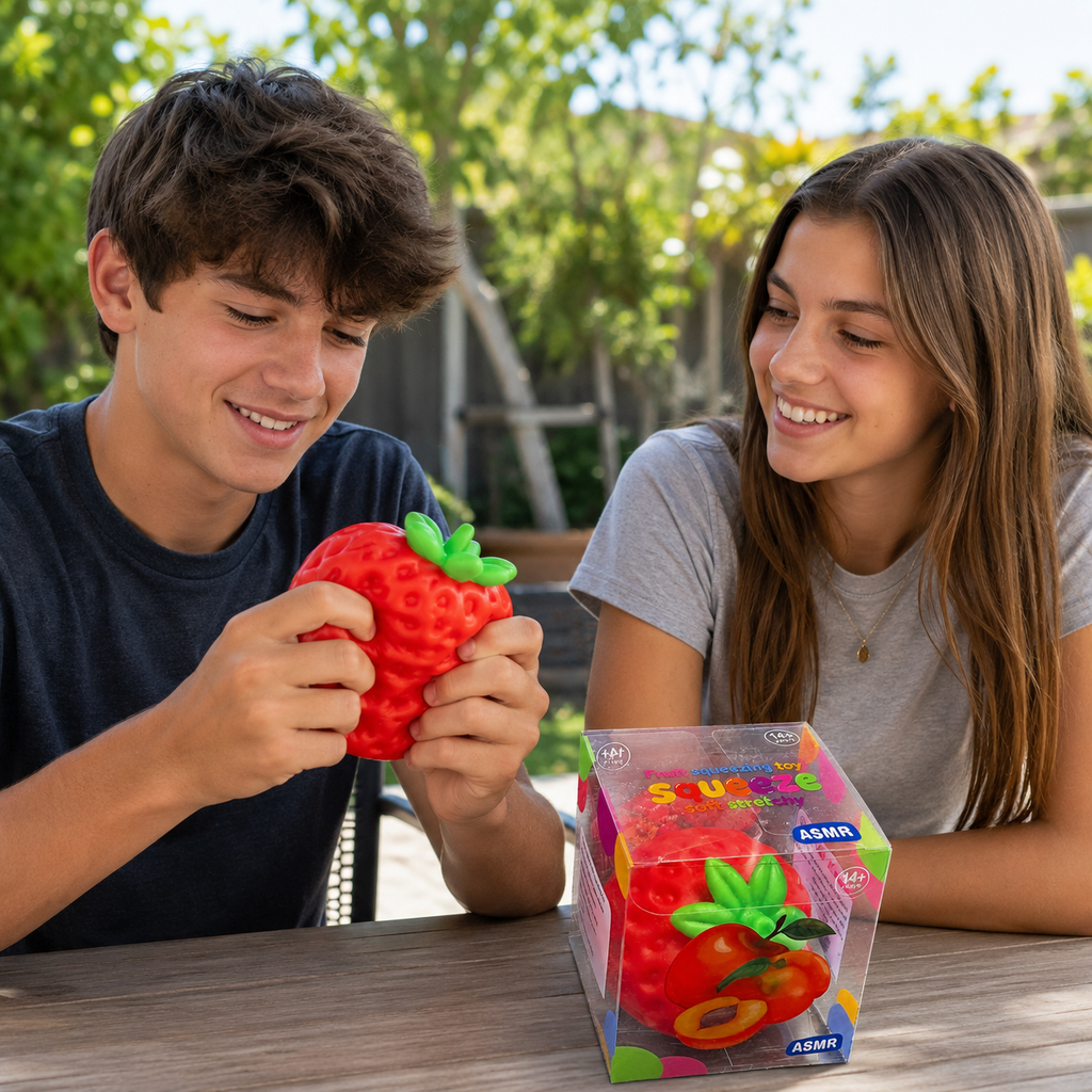 Squeeze Strawberry Fruit Squishy ASMR Toy: Default Title