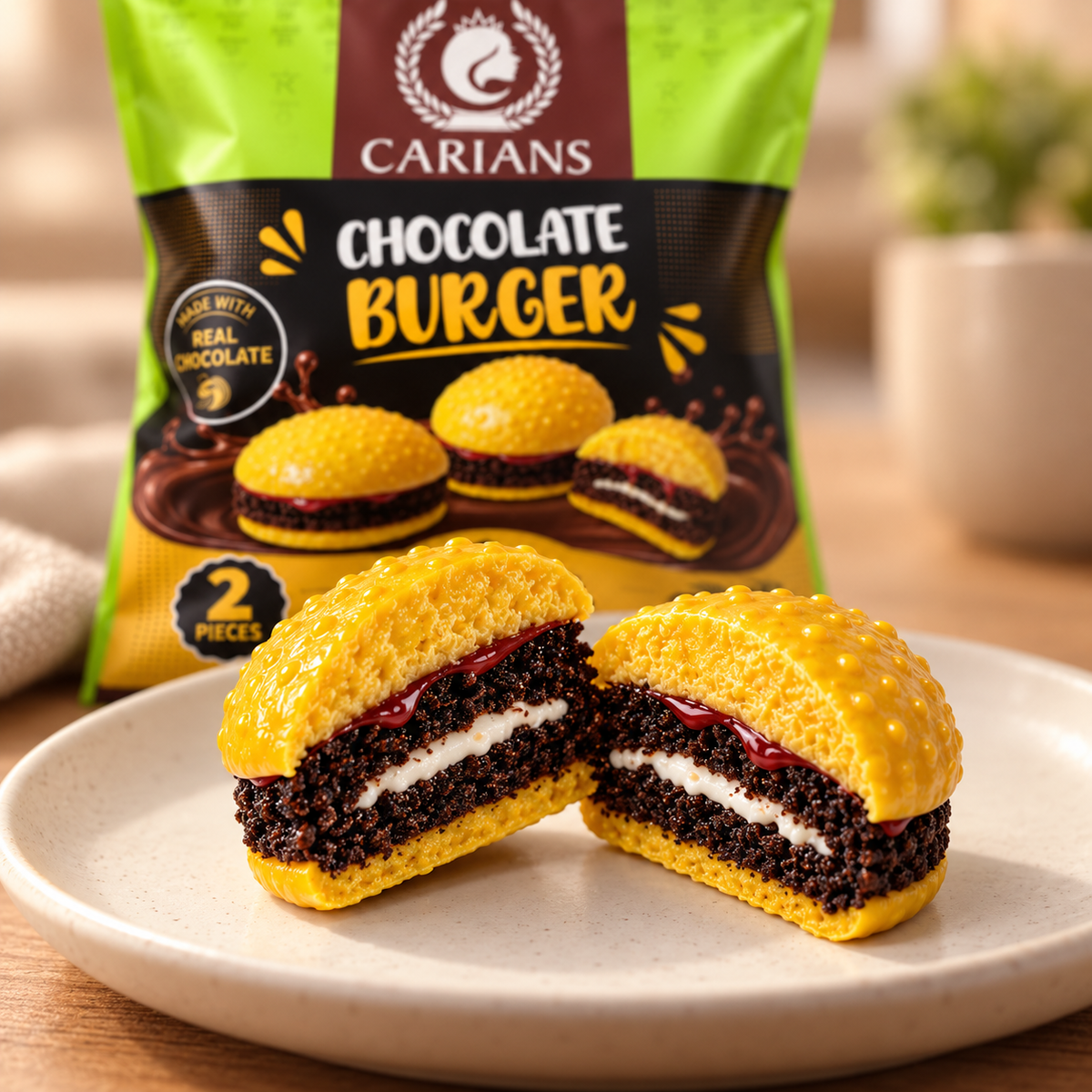 Chocolate Burger – Oreo Cake Bites with Cream Filling, 2 Pieces: Default Title
