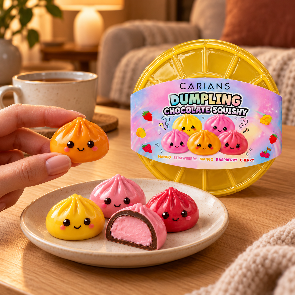 Dumpling Chocolate Squishy – Mystery Strawberry, Banana or Caramel Flavor
