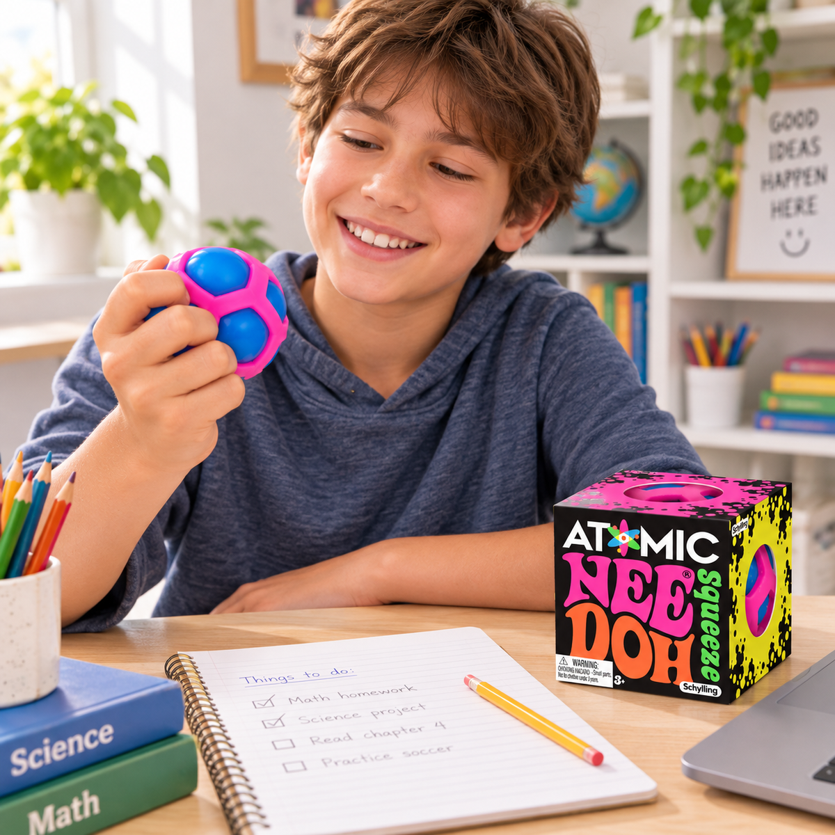 Atomic Squishy – Blue & Pink Squeeze Sensory Ball