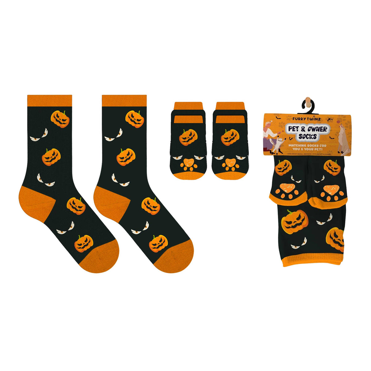 PET & OWNER HALLOWEN SOCKS WITH FREE DISPLAY (24-PAIRS)