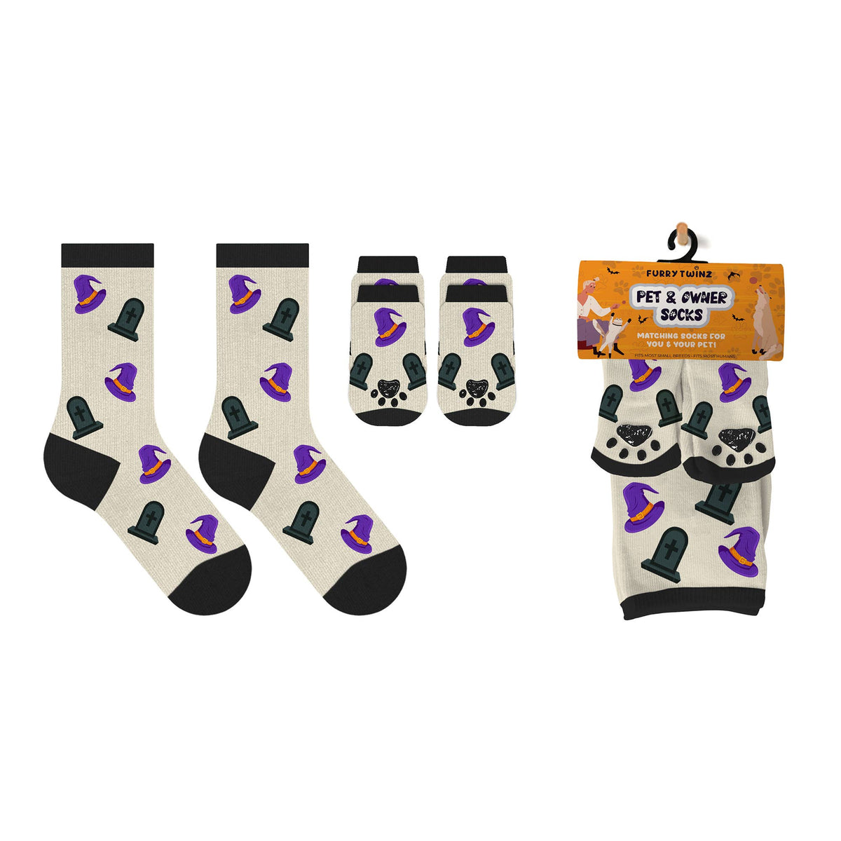 PET & OWNER HALLOWEN SOCKS WITH FREE DISPLAY (24-PAIRS)