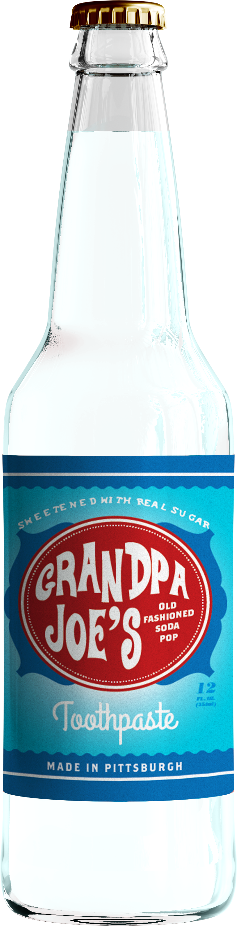 Grandpa Joe's Toothpaste Soda, 12oz Glass Bottle 12ct