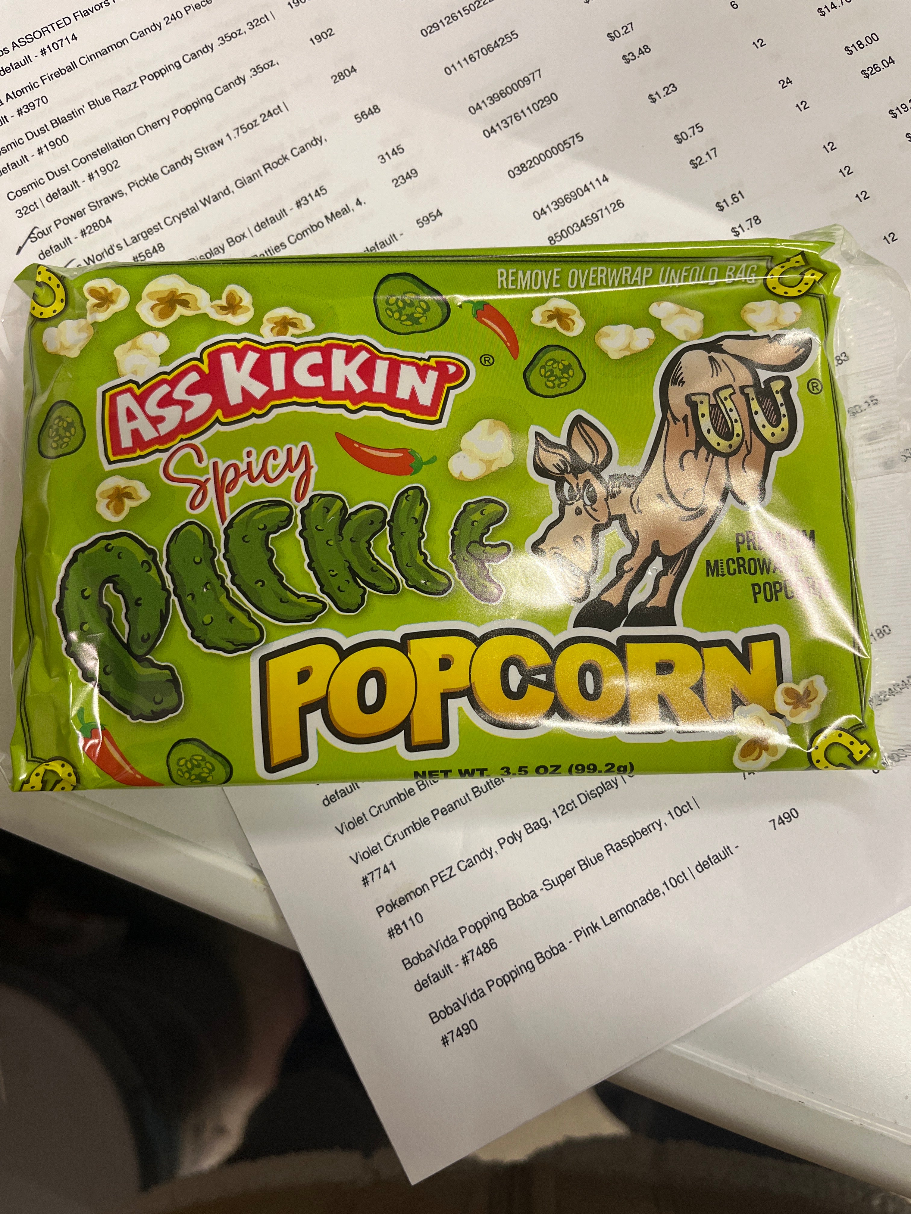 Ass Kickin Spicy pickle popcorn