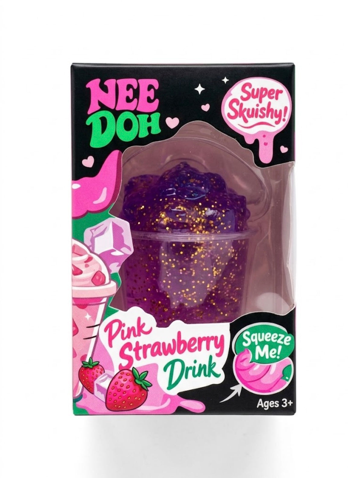Needoh Pink Strawberry Drink Squishy