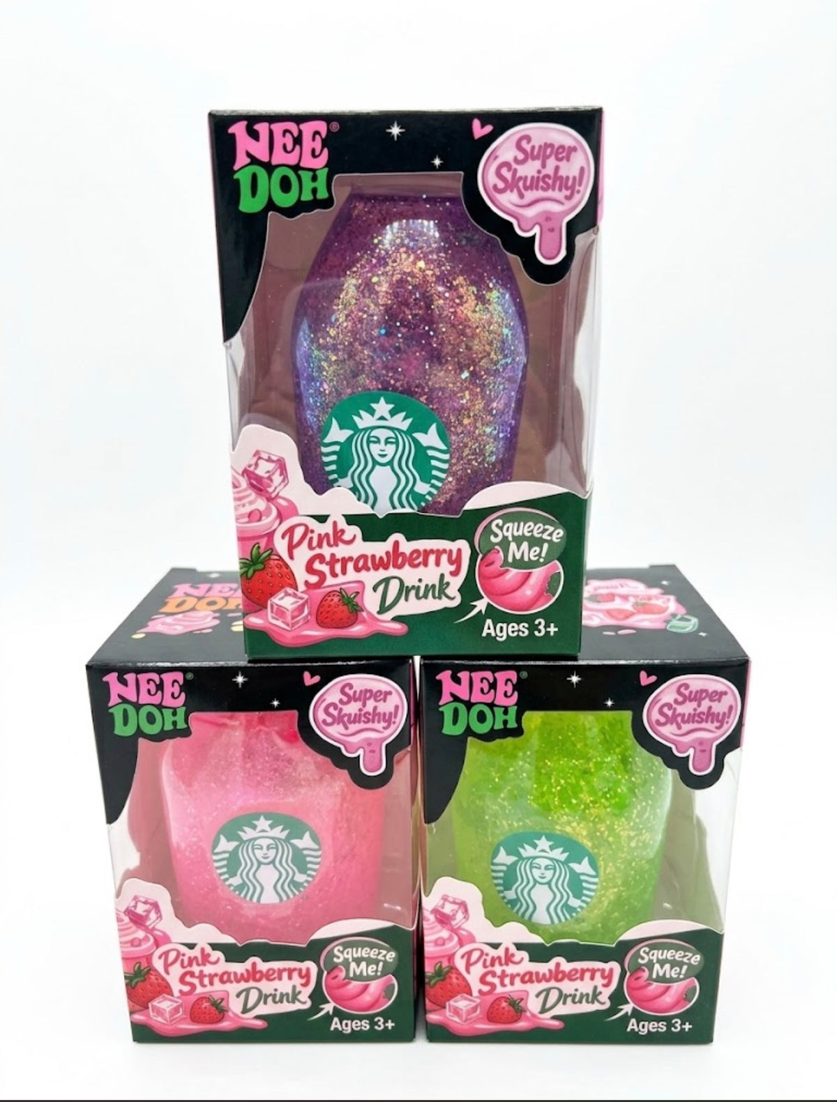 Needoh Pink Strawberry Drink Squishy