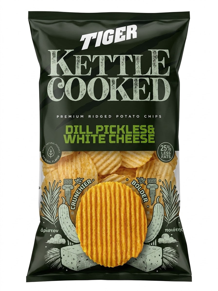 Tiger Chips Kettle Cooked Dill Pickle White Cheese