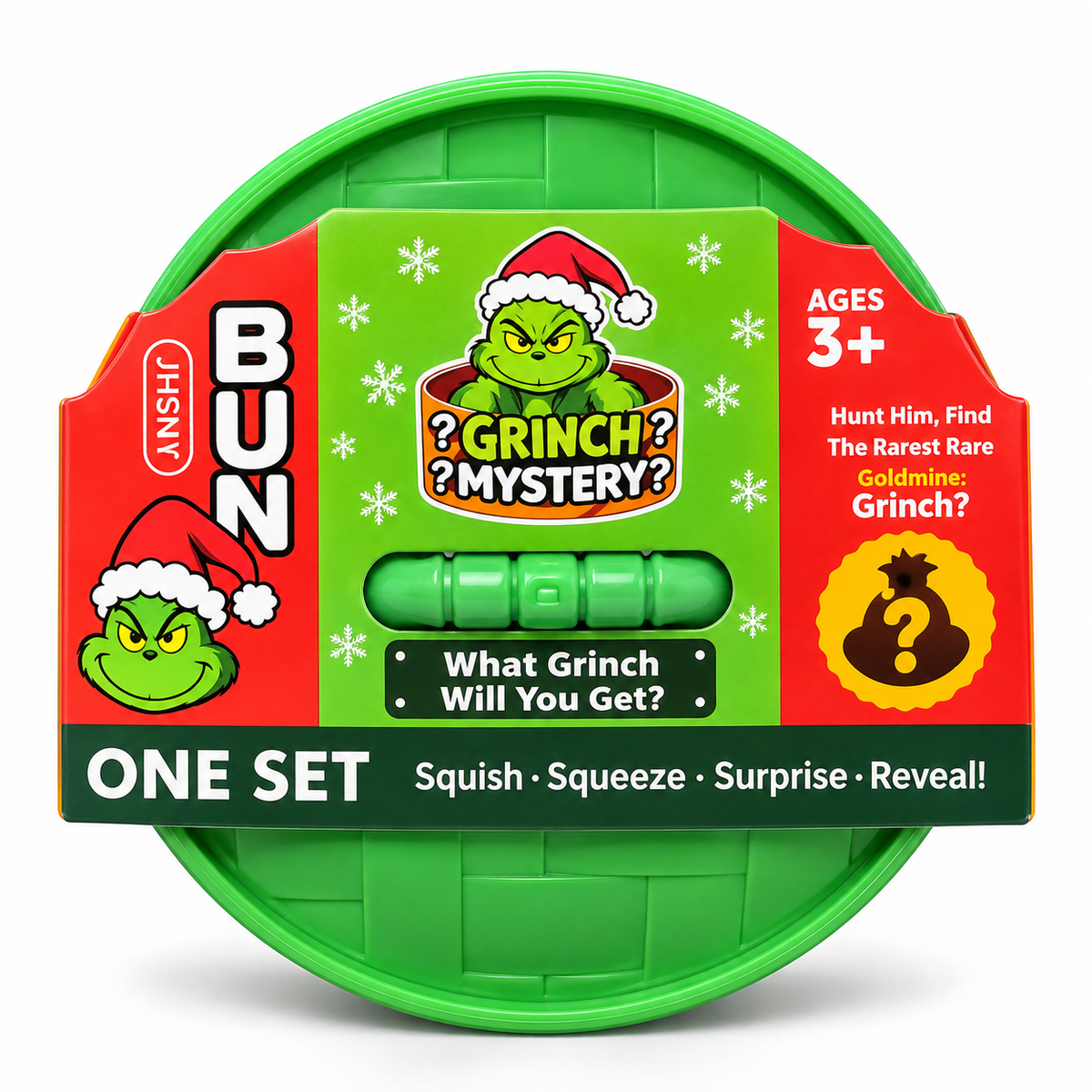 Grinch Mystery Squishy Bun – Christmas Surprise Squishy Toy