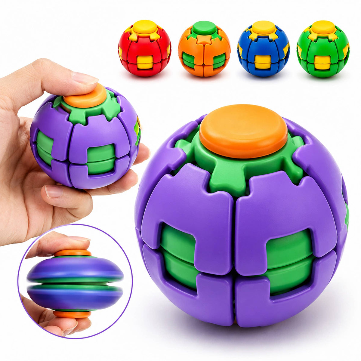 Press-to-Spin Fidget Ball-Rotating Sensory Stress Relief Toy