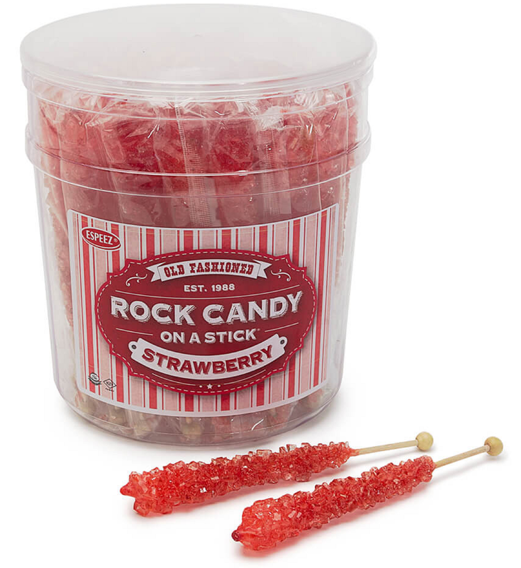 Rock Candy On A Stick - Strawberry 36 Ct. Tub