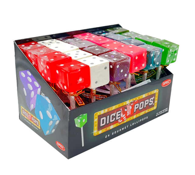 Dice Lollipops, 1.16oz, 24ct Assorted Colors