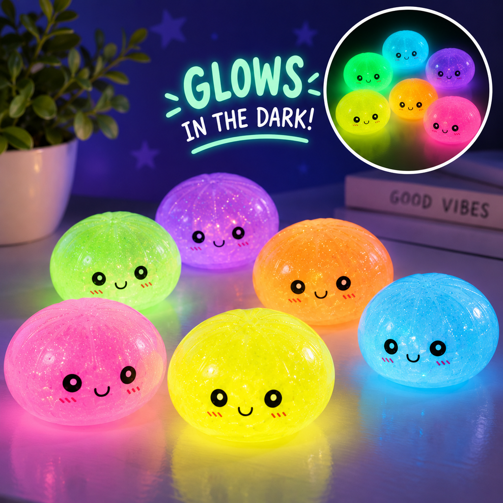 Glow-in-the-Dark Glitter Squishy dumpling – Kawaii Stress f