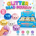 12pk Sparkle Bead Bun Squishy Squeeze Toy Sensory Fidget Dumpling