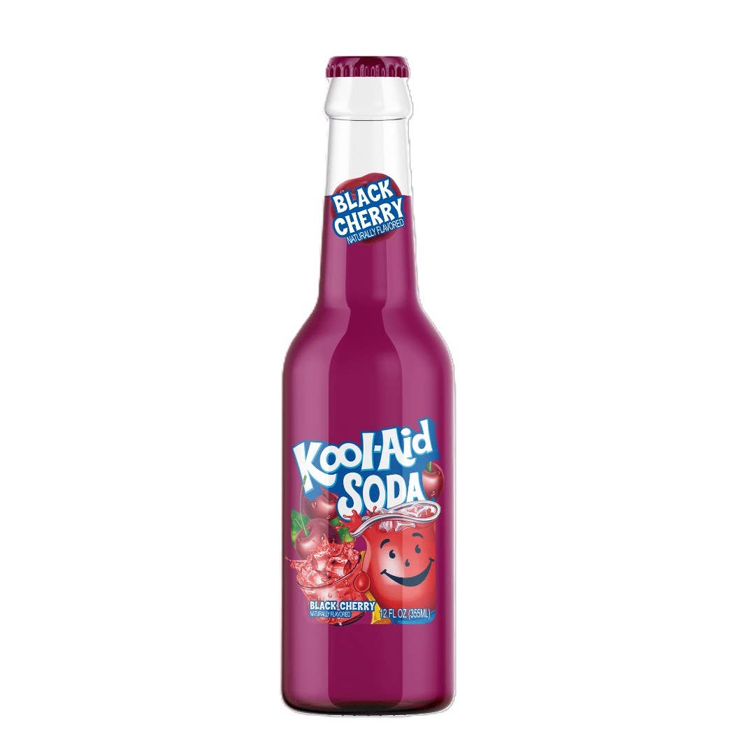 Kool-Aid Soda, Black Cherry 12 fl oz, 12ct Glass