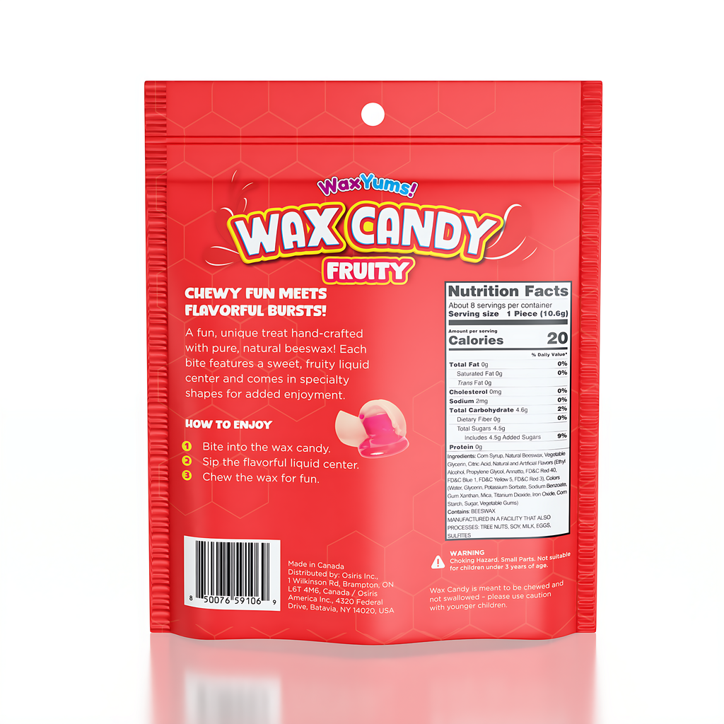 WaxYums! Chewy Gushing Fruity Wax Candy Bag 2.9oz