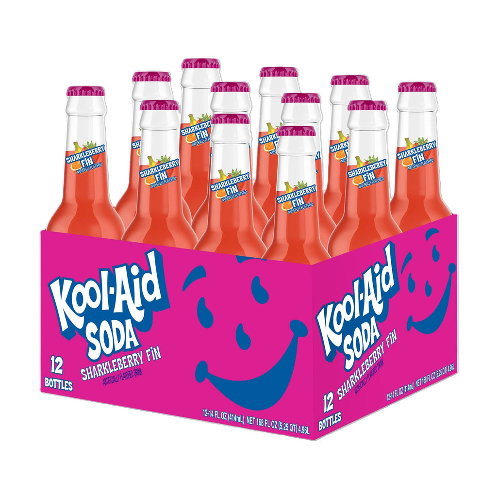 Kool-Aid Soda, Sharkleberry Fin 12fl oz, 12ct Glass