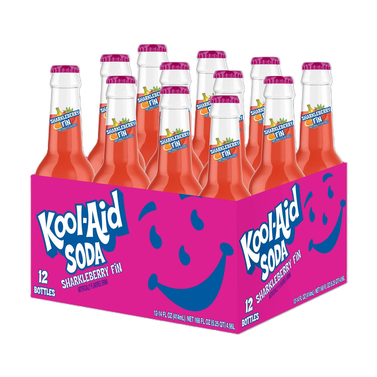 Kool-Aid Soda, Sharkleberry Fin 12fl oz, 12ct Glass