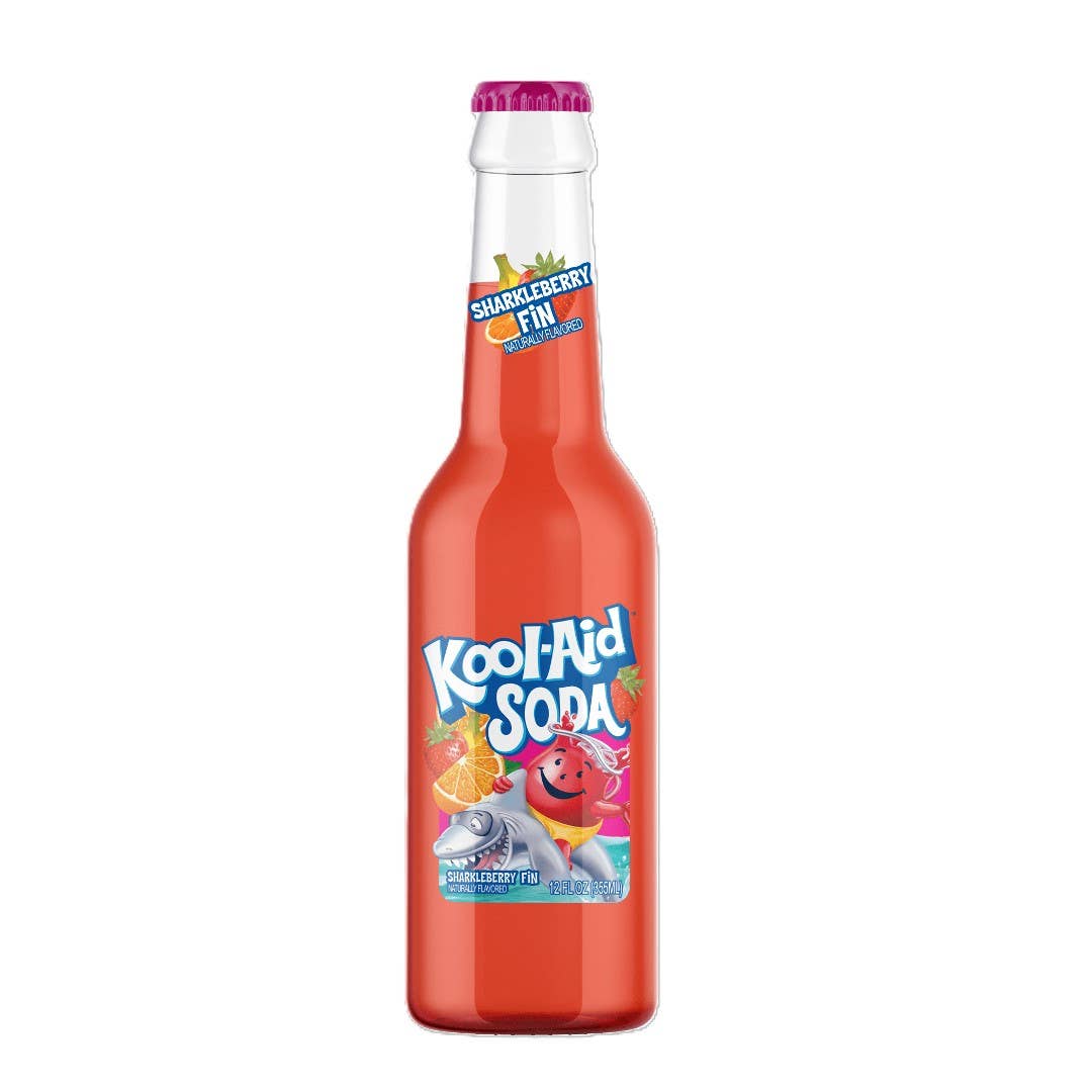 Kool-Aid Soda, Sharkleberry Fin 12fl oz, 12ct Glass