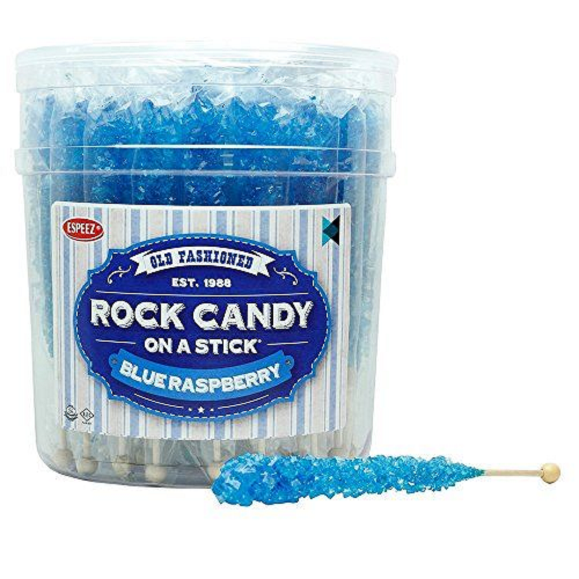 Rock Candy On A Stick - Blue Raspberry - 36 Ct. Tub