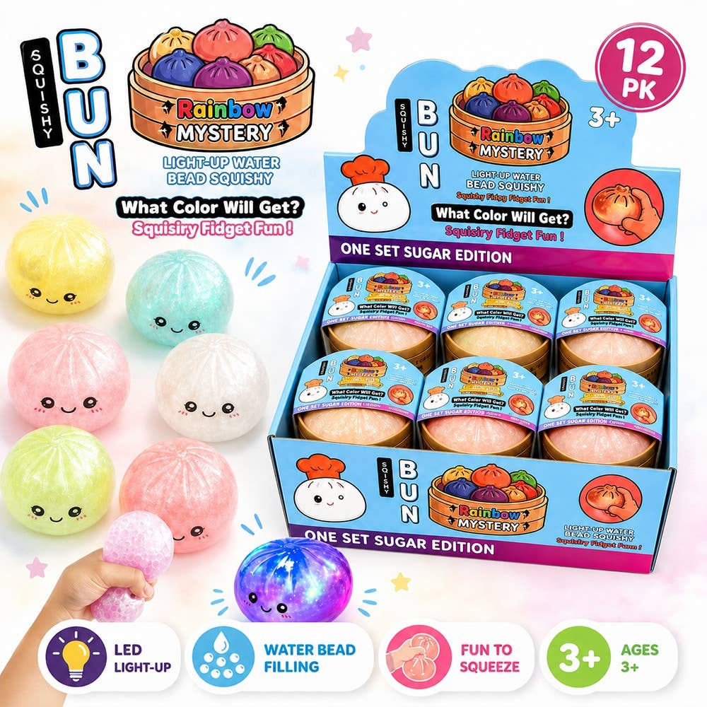 12pk LED Bead Bun Squishy Squeeze Toy Light Up Sensory Dumpling
